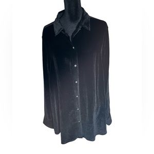 Tommy Bahama Velvet Sands Silk-Blend Long Sleeve Shirt Black Size XL Tall